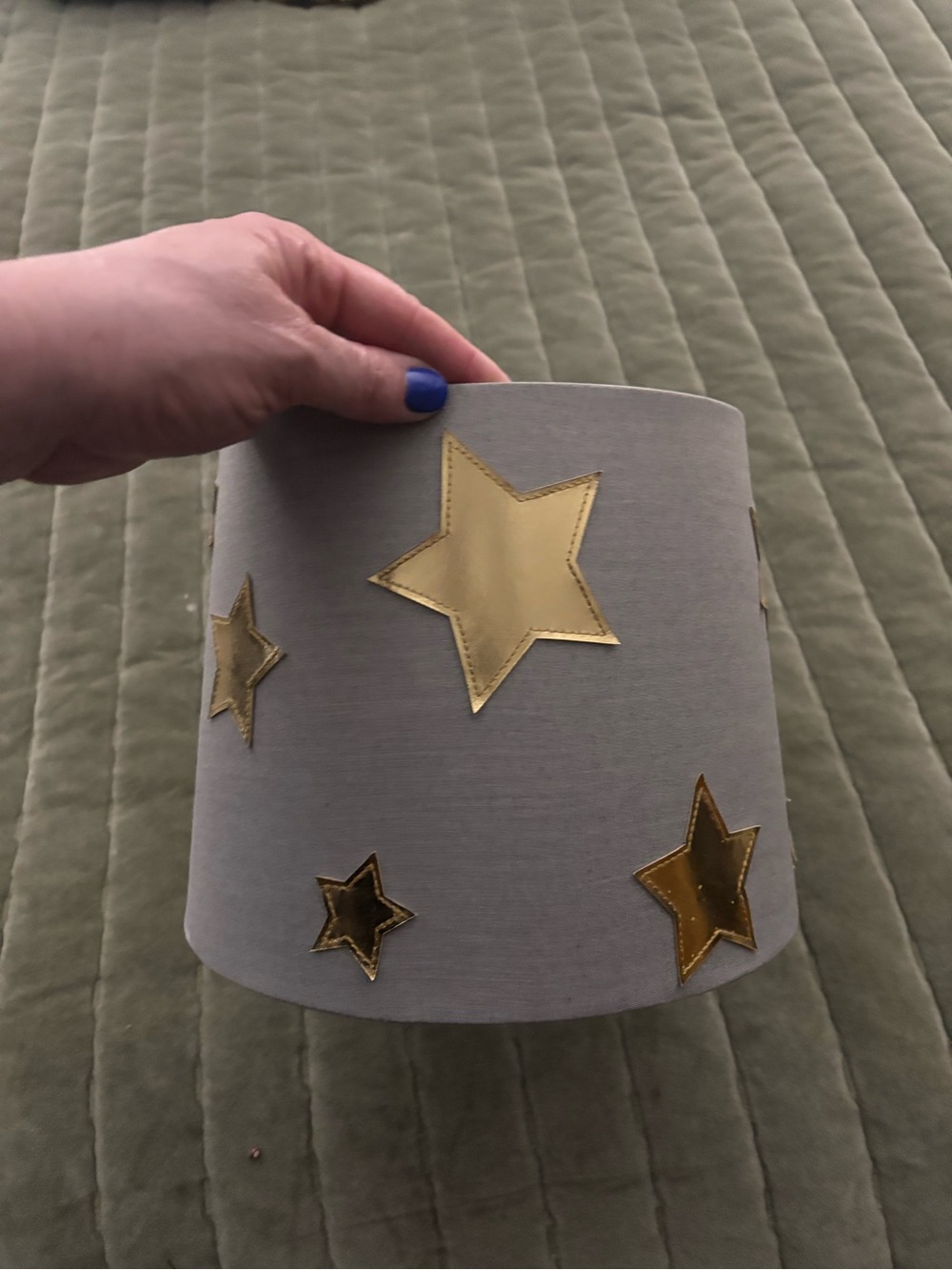 Target Gray Lampshade with Gold Star Accents